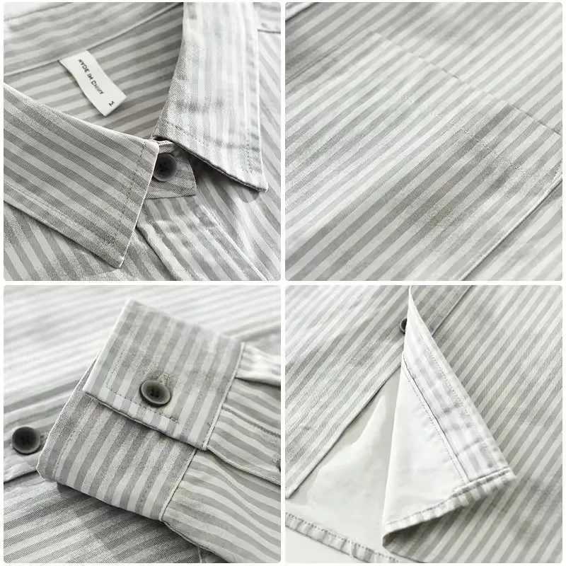 2026 Spring Autumn Winter New Casual Striped Loose 100 Cotton Shirt for Men Comfort Turn-down Collar Male Long Sleeve Shirts M260305