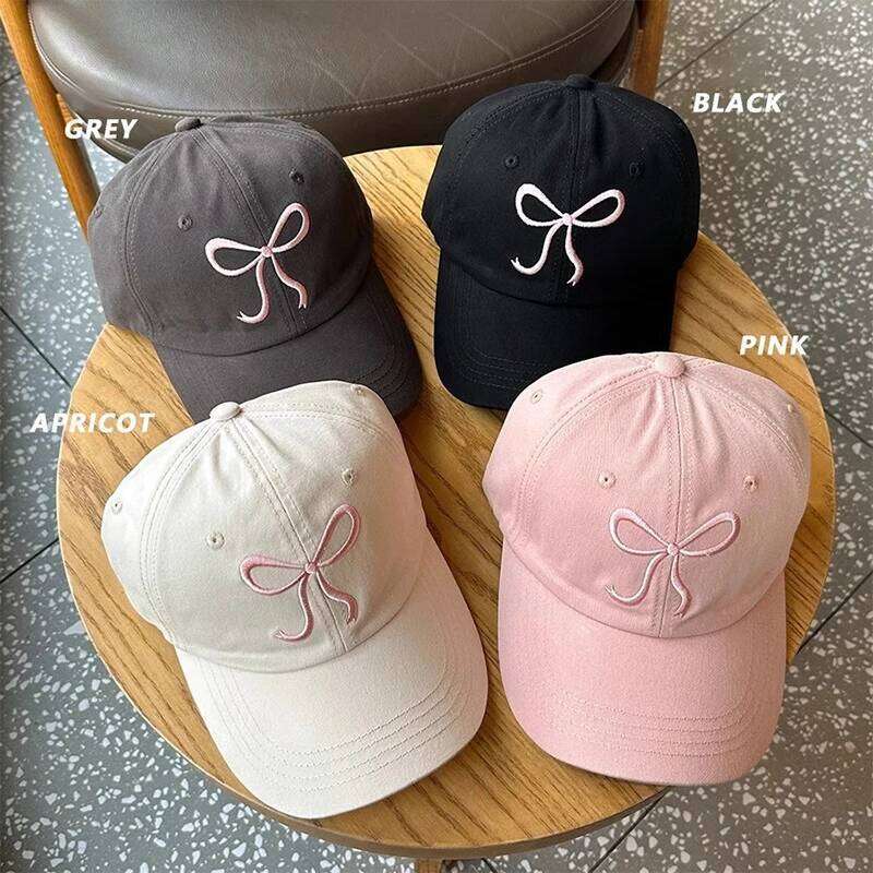 Sweet Bowknot Baseball Cotton Adjustable Snapback Spring Autumn Embroidery Women's Cap Outdoor Casual Sun Visors Hat Y260304