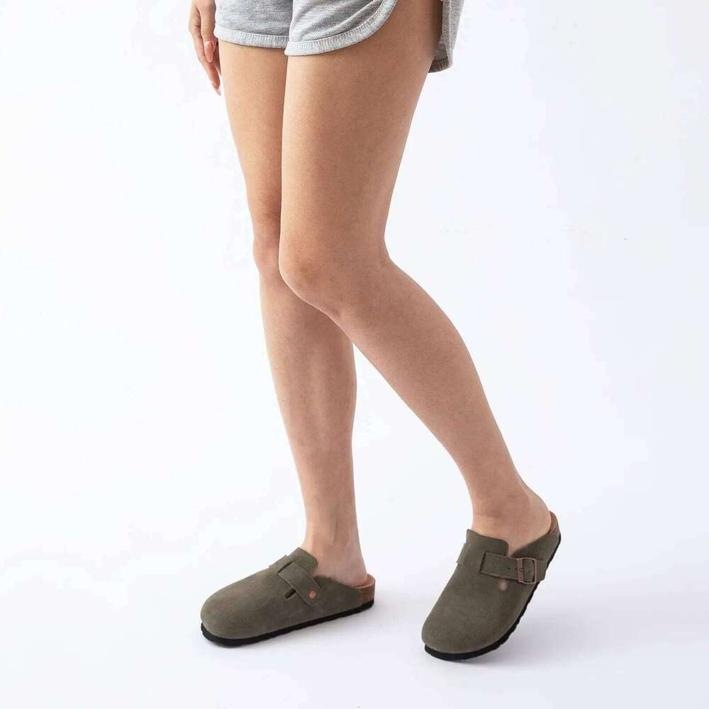 Kidmi Fashion for Women Men Unisex Slip-on Potato Footbed Suede Cork Clogs and Mules Nonslip Vacation Beach Shoes