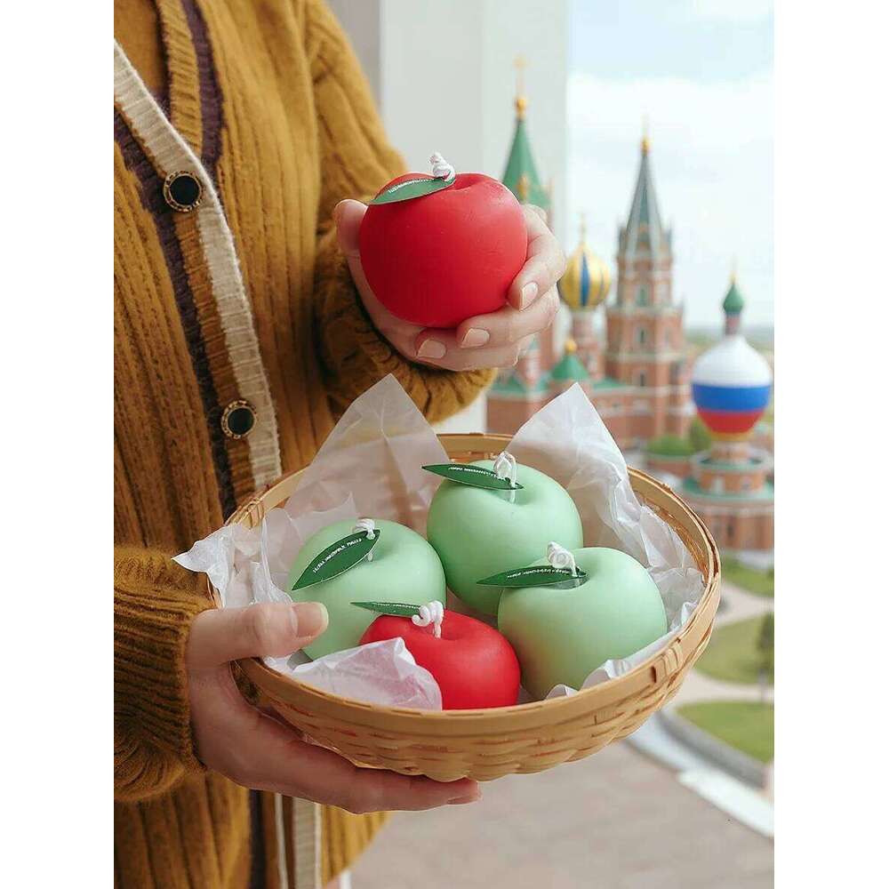 Cute Fruit Shaped Scented Candles: Peach, Apple and Strawberry Fragrance, Natural Soy Wax for Home Decoration, Gift, Relaxation W260304 W260305