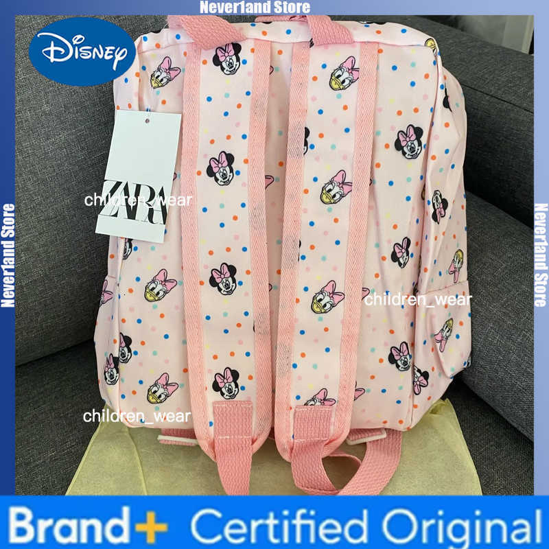 Disney Cartoon Minnie Backpack Cute Pink Shoulder Bag High-capacity School Bag Boy Girl Swagger Bag Birthday Present H260305