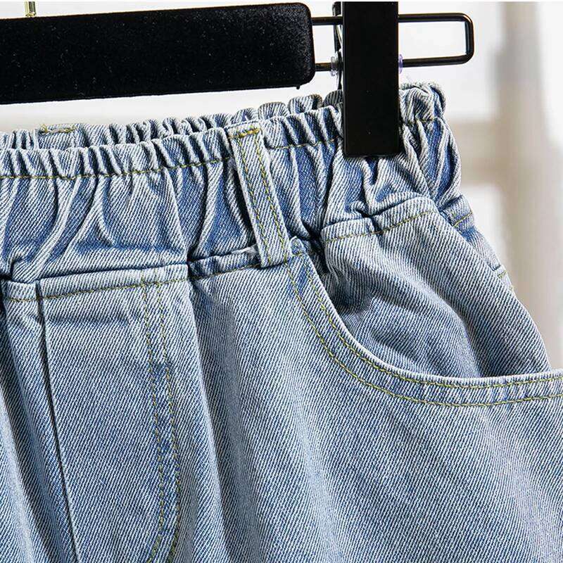 Bermuda Denim For Women 2024 Summer New Arrivals High Waisted Big Stretch Burrs Blue Color Loose Jeans Shorts Hot Sale XJ260305