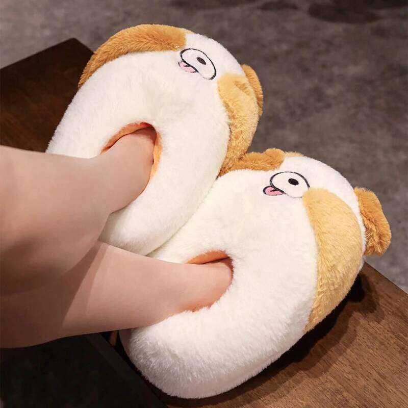 Women Home Floor Fluffy Slippers Winter Warm Cute Cartoon Animals Soft Faux Fur Couples Indoor House Bedroom Cotton Shoes
