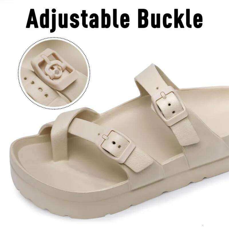 Kidmi Women's Slippers Platform with Arch Support Adjustable Buckle Comfortable Lady Slides Summer Beach Sandals