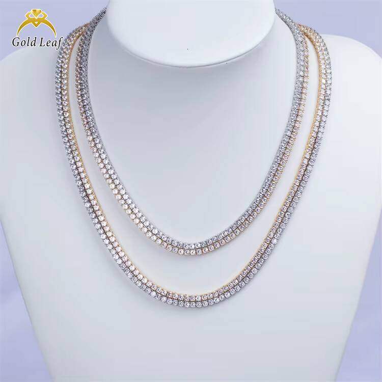Goldleaf Trendy Hiphop Tennis Chain Bracelet 925 Silver Gold Plated 3/4/5mm 5A Moissanite VVS Cubic Moissanite White Gold Tennis Link Diamond