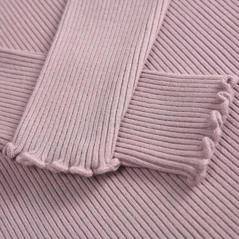 2024 Winter Fashion Slim Autumn Turtleneck Ruched Women Sweater High Elastic Solid Sexy Knitted Pullovers 6785 XJ260305