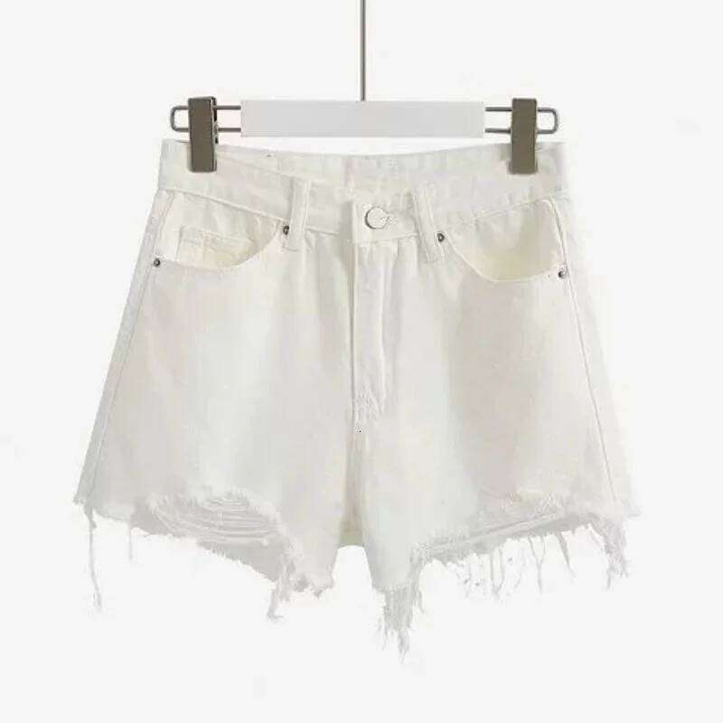 Women Korean Retro Y2k Shorts Pants Lady Vintage High Street Broken hole irregular brim wide leg shorts casual jeans for women XJ260305