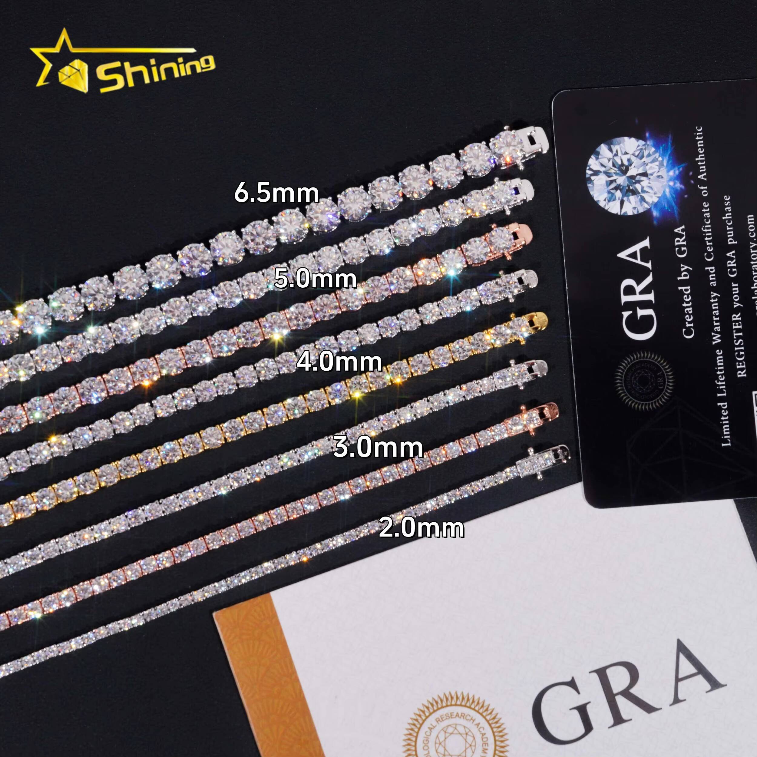 Hot Sale Classic Basket Prong Setting 925 Silver VVS Diamond Bracelet Necklace Moissanite Tennis Chain