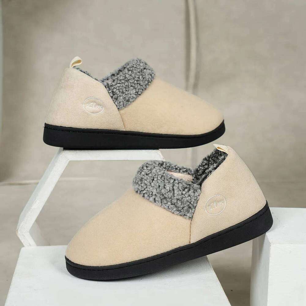 Kidmi Winter Fur Loafers Antiskid Outdoor Warm Cotton Soft Fleece Fuzzy Women Shoes Indoor Cozy House Slippers