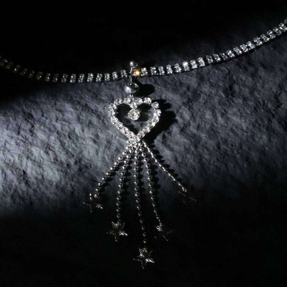 Star Rhinestone Crystal Waist Chains Heart Pendant Summer Beach Body Festival Belt Belly Jewelry S260304