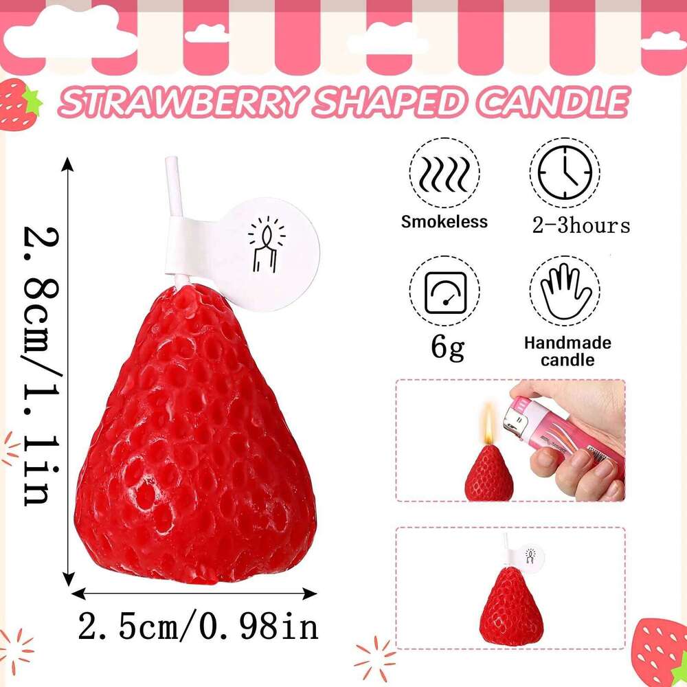 1/2/4/8pcs Strawberry Shape Candle Handmade Scented Aromatherapy Wax for Birthday Wedding Party Gift New Year Home Decoration W260304 W260305