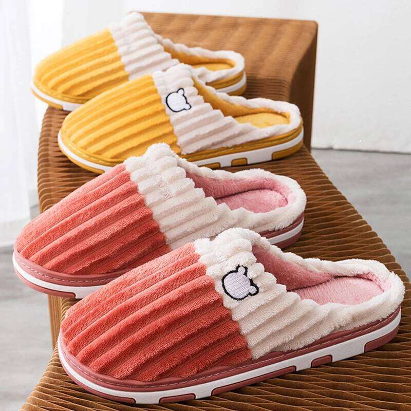 Kidmi Women Indoor House Soft Antiskid Warm Casual Cozy Men Winter Outdoor Couple Cotton Slippers