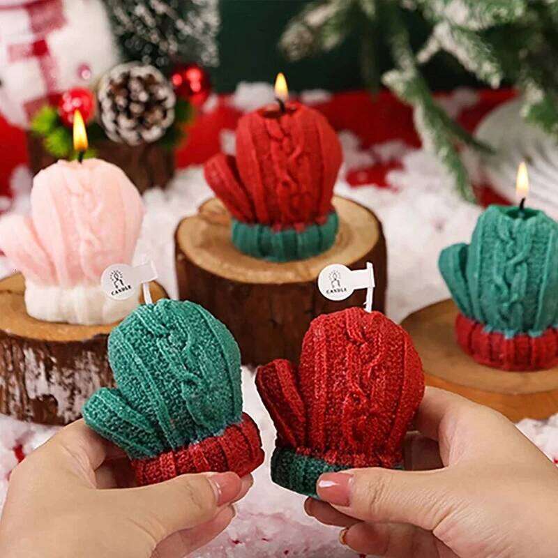 Christmas Gloves Shape 3D Scented Candle Aromatherapy Soy Wax for Wedding Birthday Festive Home Atmosphere Decoration 1/3 Pack W260304 W260305