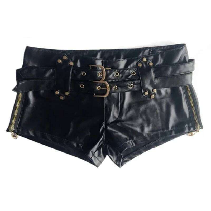 Vintage Sexy Low Slim Waist Pu Retro Leather Belt Ultra Casual Shorts Boots Women Bodycon Beach Party Fashion Summer Y2k New XJ260305