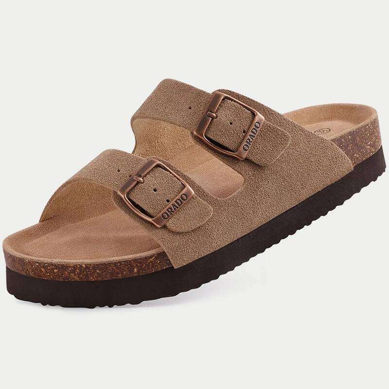 Kidmi Classic Suede Fashion Arizona Outdoor Clogs With Double buckle Cork Insole Antiskid Slippers
