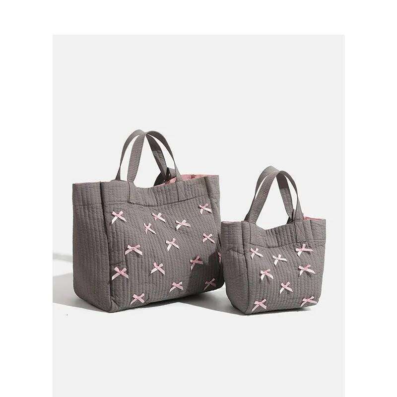 2024 New Women's Solid Color Tote Commuting Shoulder Bag Fashion Bow Simple Large Capacity Handbag Small Big Size Z260304