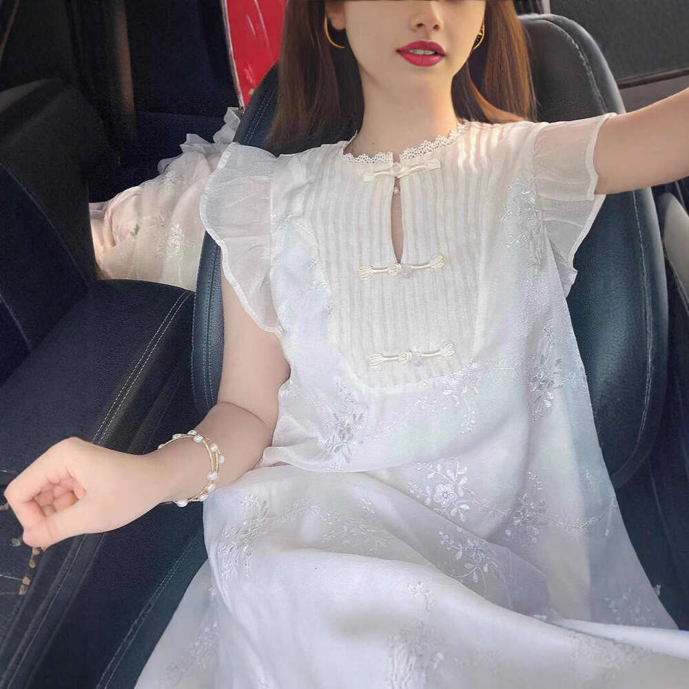 Mardi Hefxessdr heavy jacquard embroidered dress, new summer design with a gentle and elegant sleeve long dress for women commute dress women's c