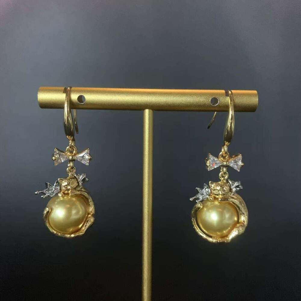 Vintage Bowknot Round Earrings Necklace Set Light Luxury With A High-End Feel Niche Exquisite Jewelry Fashionable And Versatile High-Quality