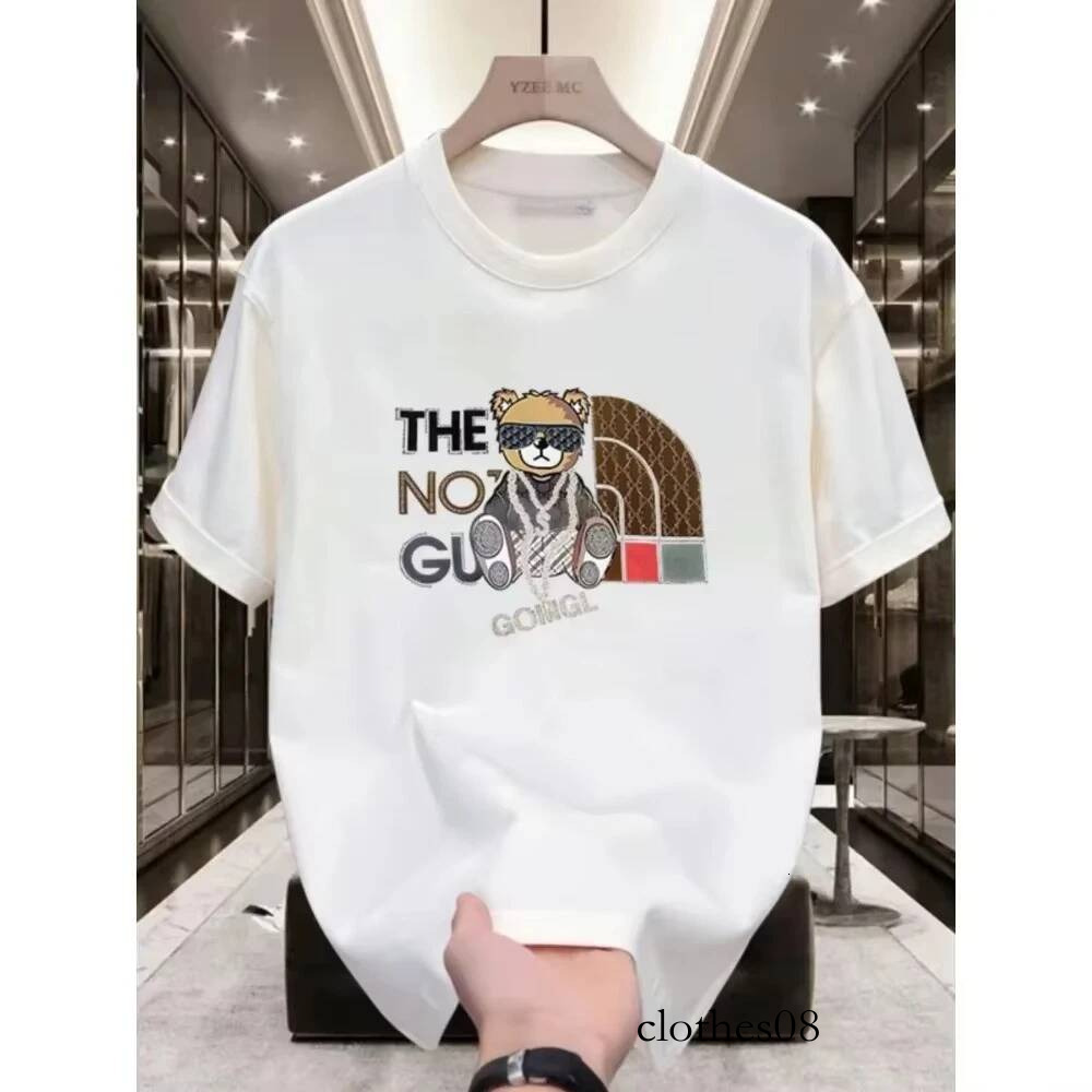 26 Spring and summer Bear Print Pure Cotton Women's Korean Casual All-round Collar Short-sleeved Fashion Tee Luxury T-shirt ins