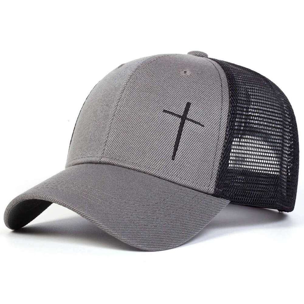 Unisex Cross Embroidery Baseball Net Caps Spring and Summer Outdoor Adjustable Casual Hats Hip Hop Sunscreen Hat Y260304