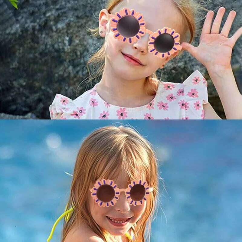 2024 Girls Boys Fashion Colorful Circular Flowers UV400 Outdoor Sweet Children Protection Sunglasses Kids Sun Glasses Z260304