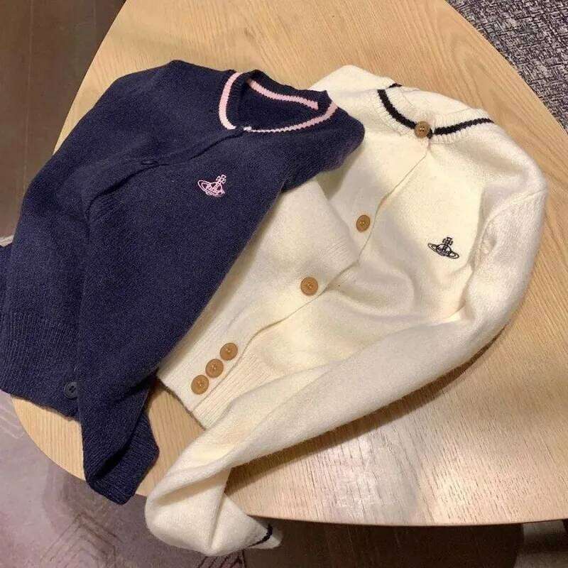 Three-dimensional Embroidery Contrasting Color Knitted Cardigan Women's Mid-length Sweater Jacket Top XJ260305