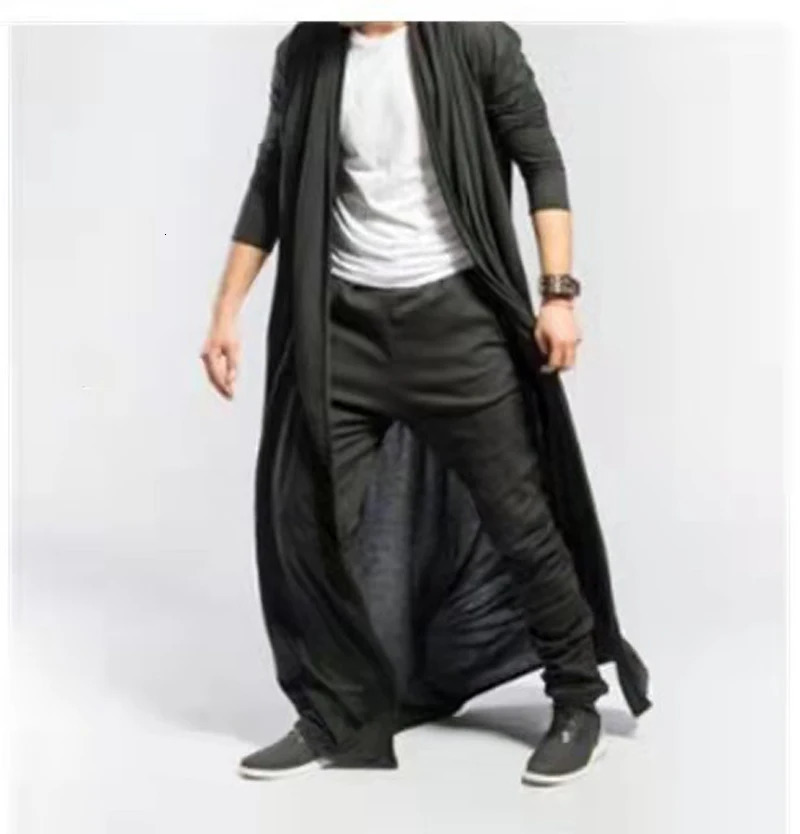 Spring Autumn Thin Trench Sexy Men Cardigan Cloak Mature Loose Long Windbreaker Casual Fashion Solid Poncho est Coat Tops 260302
