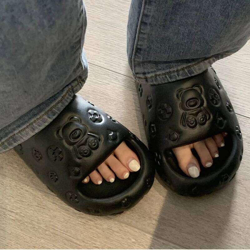 2025 Women's Platform Indoor Slippers Cute Cartoon Summer Sandals Thick Sole Beach Slides Anti-slip Girls Home Floor Shoes