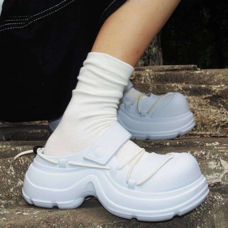 Street Platform Slippers For Woman Summer Shoes DIY Lace-up Style Fashion Clogs Soft EVA Anti-slip Female Leisure Sandals
