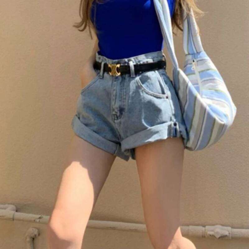Denim Shorts Women Casual Shirring All-match Streetwear Prevalent Summer Female High Waist Korean Style Loose Harajuku Simple XJ260305