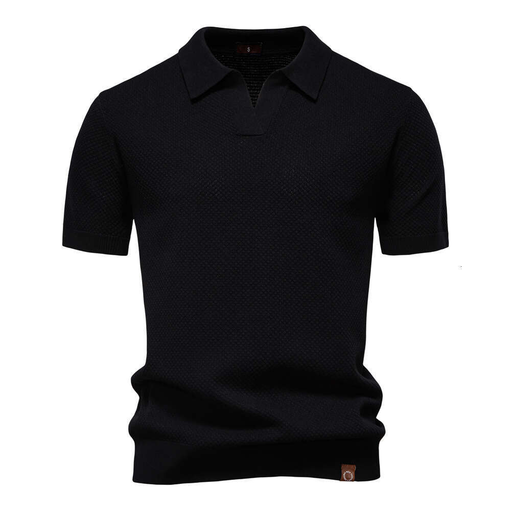 2026 Summer High-Quality European Size Pineapple Pattern Woolen Shirt for Men, Business Seagull Collar Men's Short-Sleeve Sweater Polo