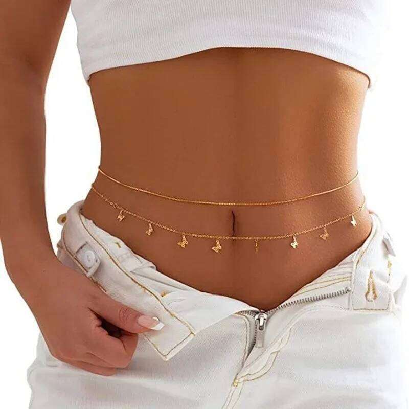 Simple Double Layer Bead Ladies Waist Belly Belt Chain Fashion Body Jewelry Spring Summer Gifts S260304
