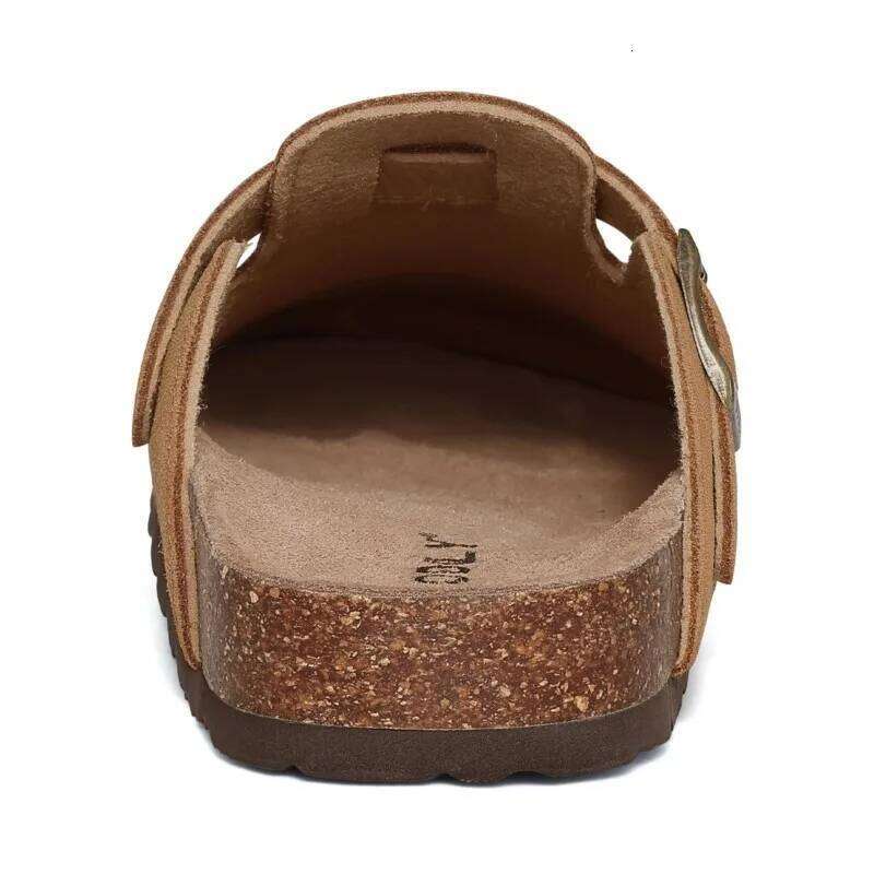 Kidmi New Genuine Cow Suede for Women Men Clogs Soft Cork Footbed Mules Leisure House Shoes with Arch Support Beach Slides