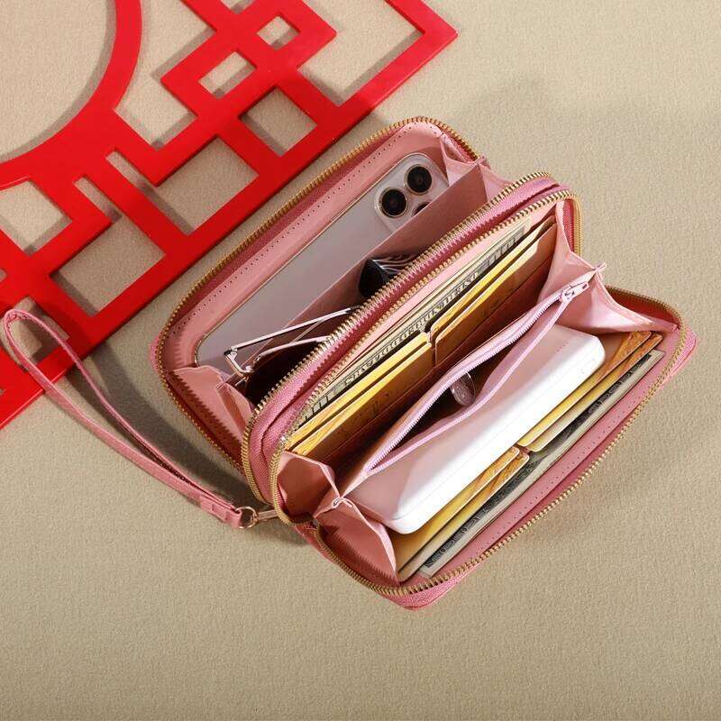 Simple Large-capacity Long Wallet, Solid Color Zipper Coin Purse, Valentine's Day Clutch Bag With Wristband C260304