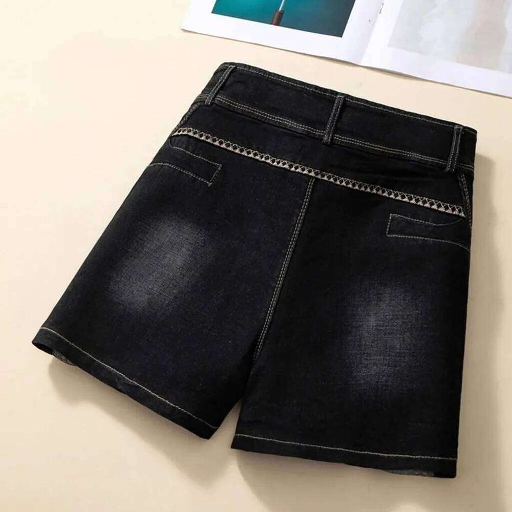 Stretch Denim Women's New Summer Thin Korean High Waist Straight Tube A-line Hot Pants Black Blue Casual Female Shorts XJ260305