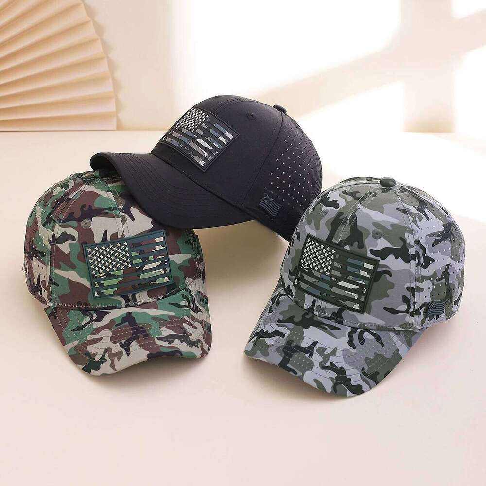 Camouflage flag breathable, adjustable sunshade European and American fashionable baseball cap for daily casual sports Y260304