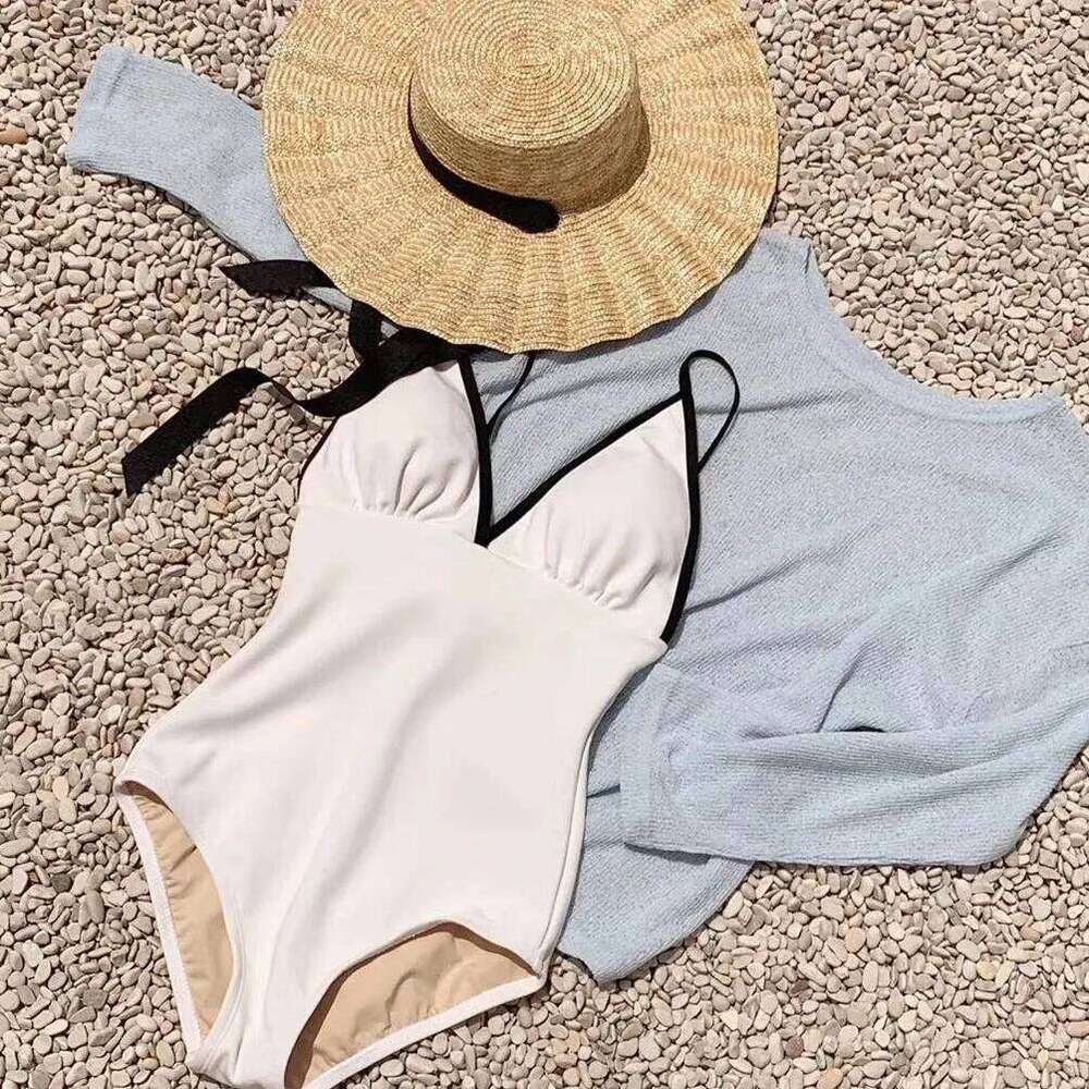 Women's 2024 Women Bikini Solid Color Swimsuit Backless Sexy One-Piece Hot Spring Swimwear Bath Suits M-XL Y260303