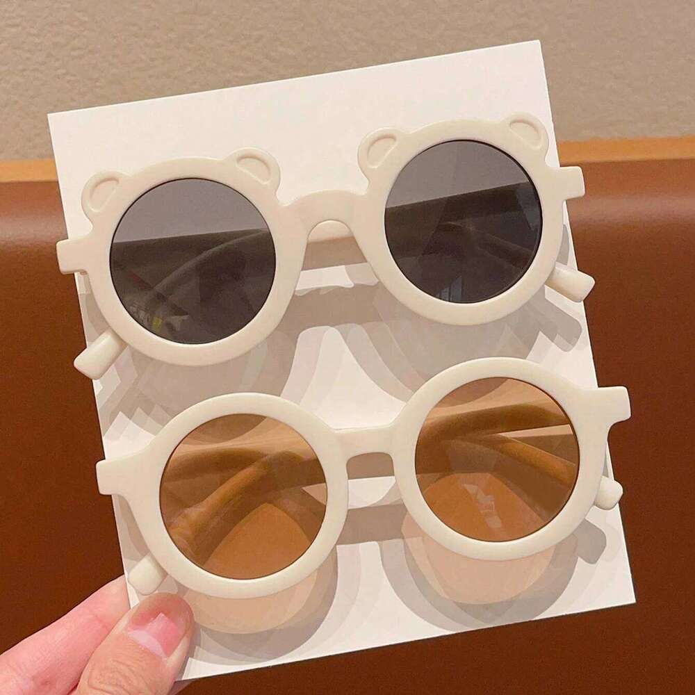 2Pcs Cute Round Bear Kids Fashion Glasses Protection Eyewear,Card Only Show,Don't Shipping Z260304