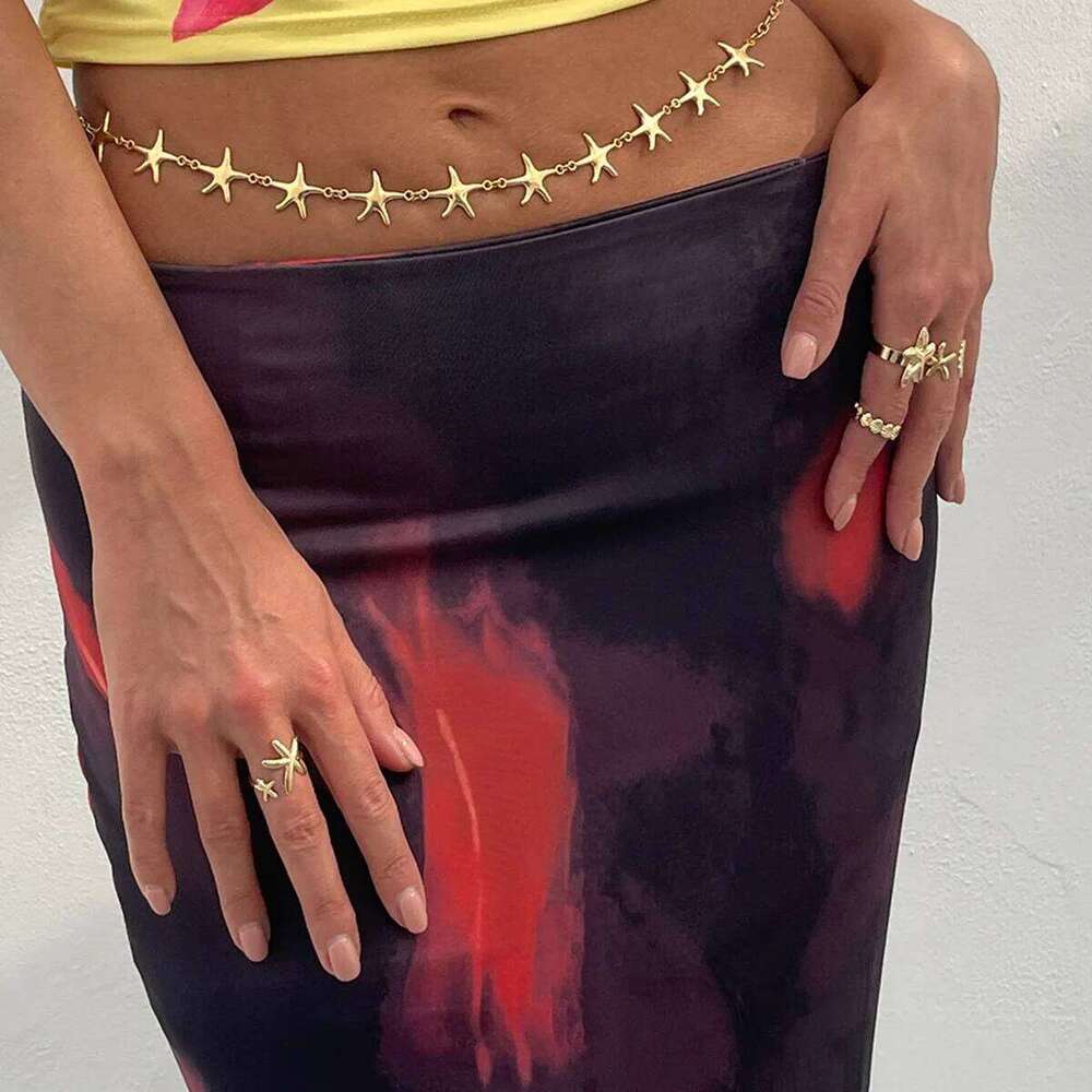 Sexy Gold Color Starfish Waist Personalized Ocean Vacation Wind Body Chain S260304