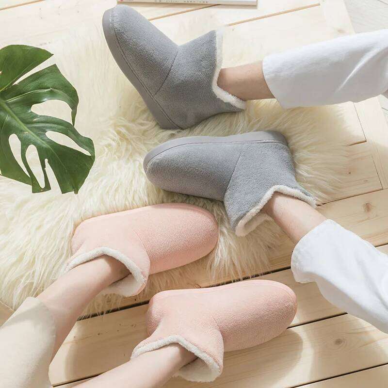 Women Winter Slippers Warm Plush Slip-on Couples Home Floor Shoes Anti-slip Comfortable Flats Female Soft Faux Fur Boots