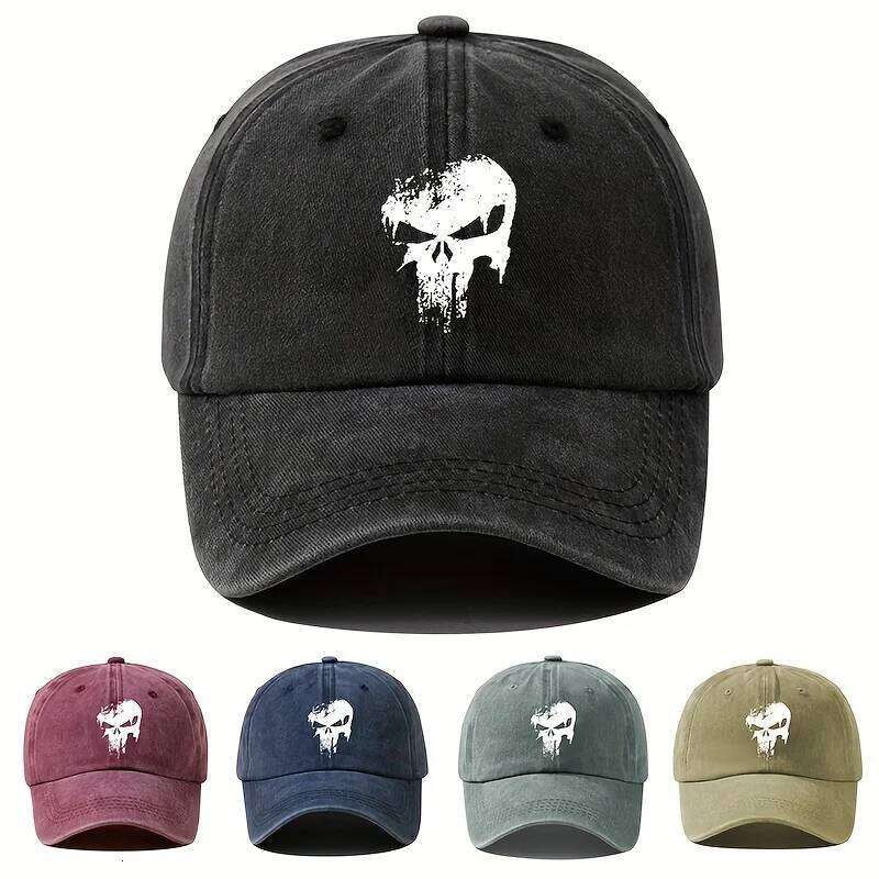 Fashion printing skull baseball outdoor sun protection, cycling duckbill cap, vacation camping, travel, leisure occasions Y260304