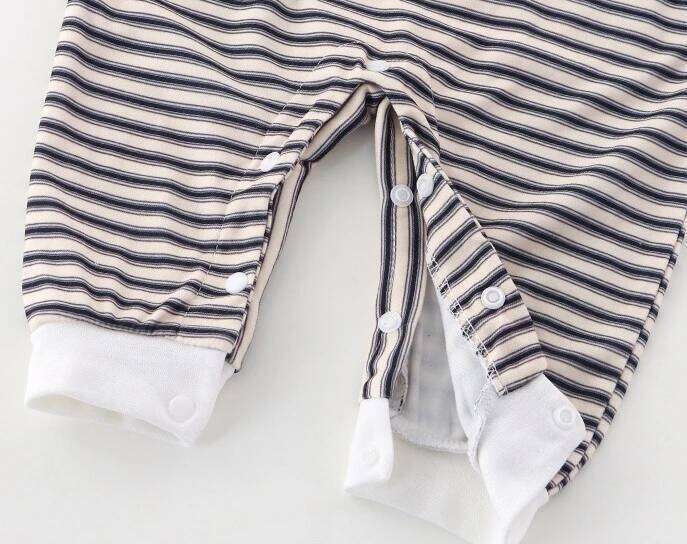 Somenie Unisex Baby Long-Sleeved Romper Suit Boys' Round Neck Striped Onesie Clothing Girl Infant Outfit Trend 1-3-6-9-12-24M Z260304