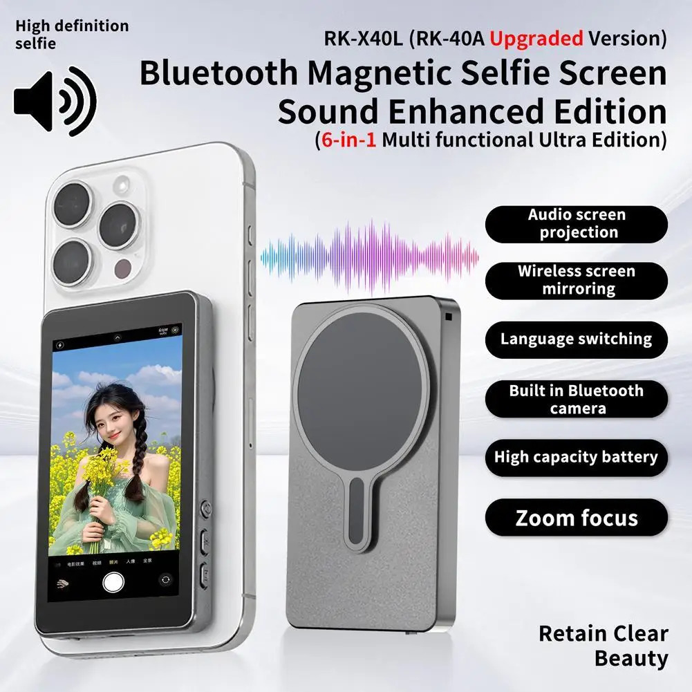 Magnetic Wireless Selfie Monitor Screen For IPhone Android 394 HD Expansion Display Rear Camera Vlog Live Video Recording 260302