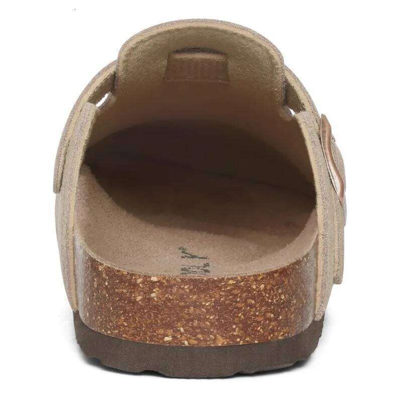 Kidmi New Cow Suede Clogs Soft Cork Footbed Mules Slippers Fashion House With Arch Support Men Beach Sandals