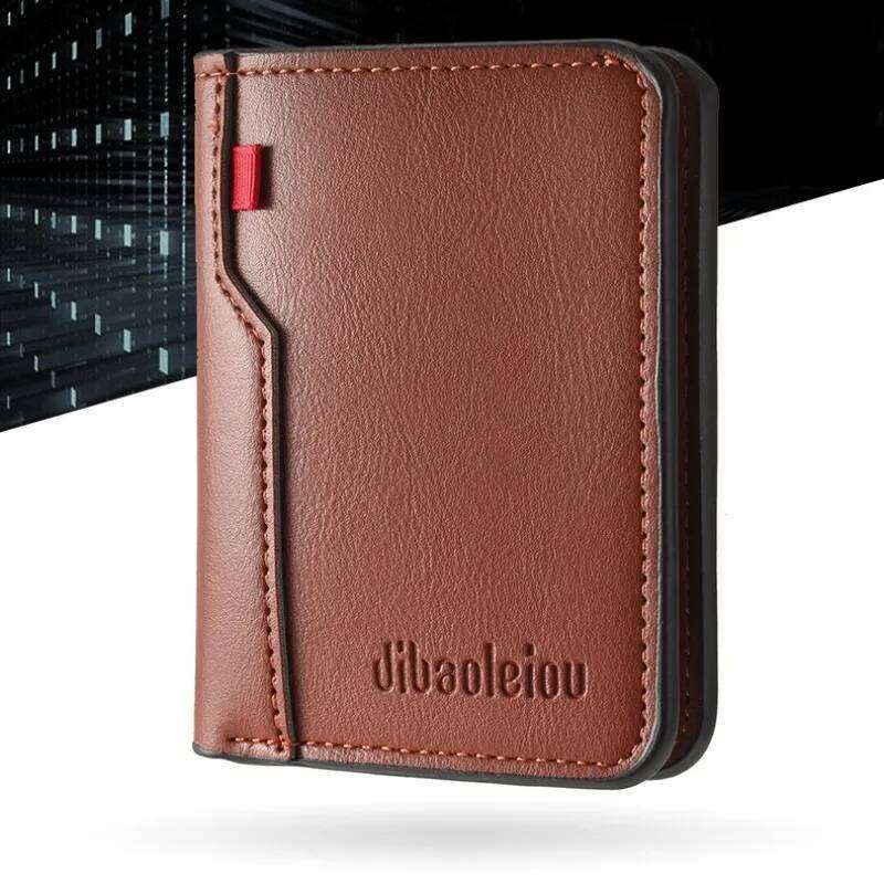 2025 New Men's Retro Style Slim Mini Vertical PU Leather Wallet for Men Ultra Thin Compact Card Holder Cash Pocket Portable C260304