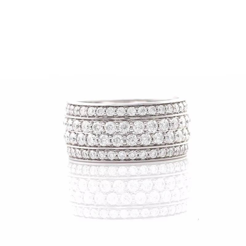 Hip Hop Iced Out 10k Gold Pass Diamond Tester 5 Rows VVS Moissanite GRA Rapper Dazzling Sparkly Eternity Band Ring for Men