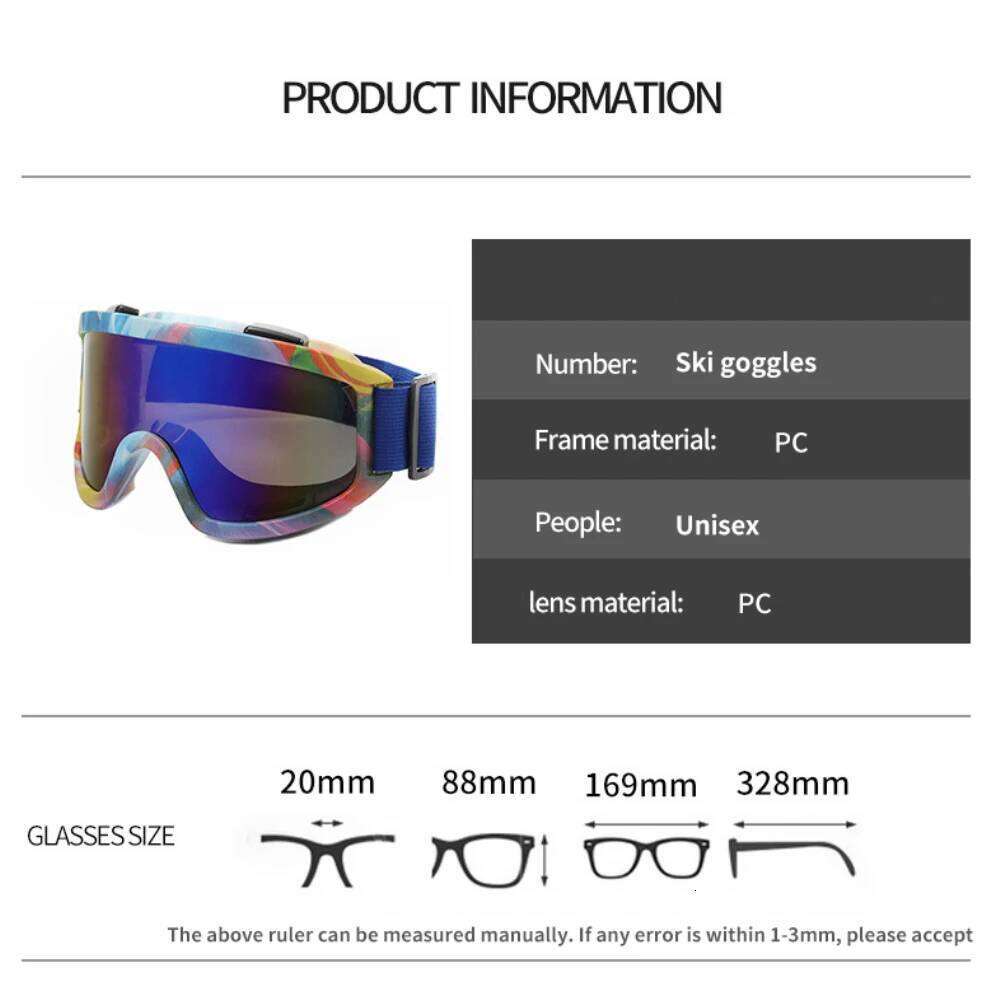 Ski Men Women Snowboard Glasses Winter Outdoor Sport Snow Sunglasses Uv400 Double Layers Lens Anti-Fog Skiing Goggles 9 S260304