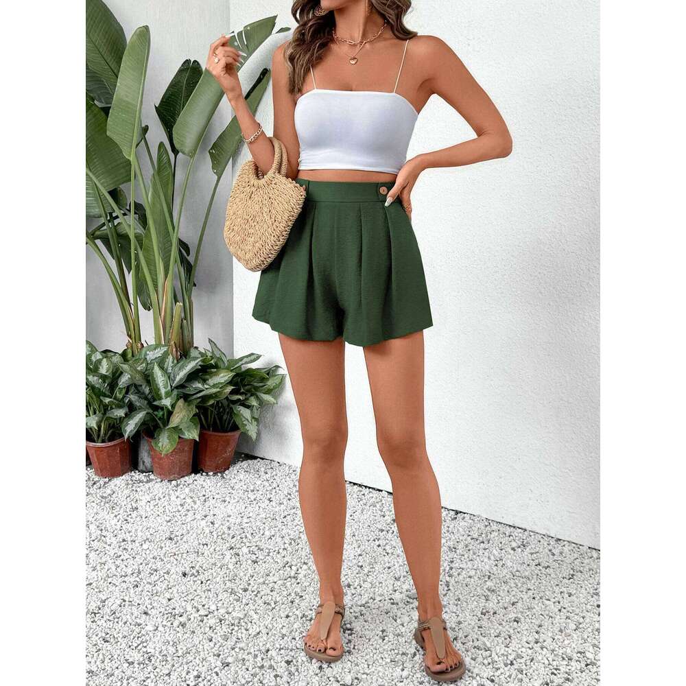 2025 Europe and the United States summer hot selling new solid color casual loose high-waisted shorts women XJ260305