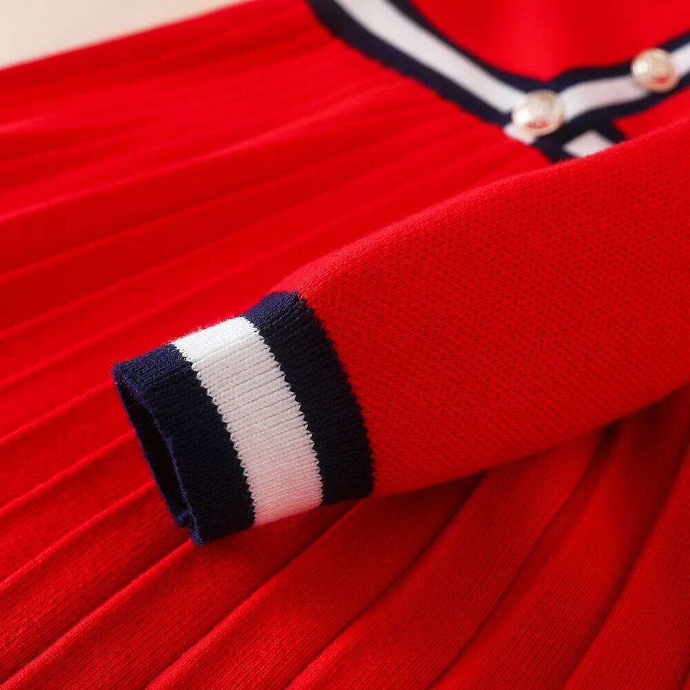 Girls Sweater Long Sleeves 2024 New Knit Clothes Round Neck Princess Dress Preppy Style Kids Bow Knitwear Z260304