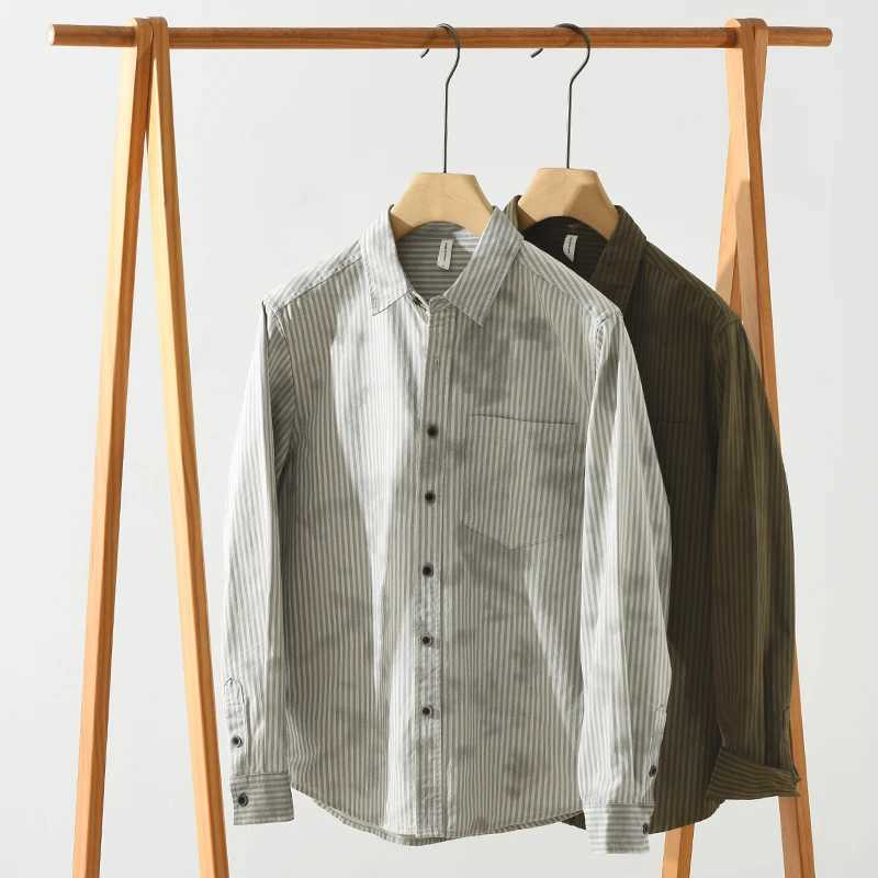 2026 Spring Autumn Winter New Casual Striped Loose 100 Cotton Shirt for Men Comfort Turn-down Collar Male Long Sleeve Shirts M260305